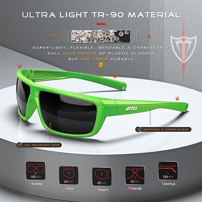 ATTCL Polarized Wrap Fishing Sunglasses Men - Driving Sports Glasses UV Protection