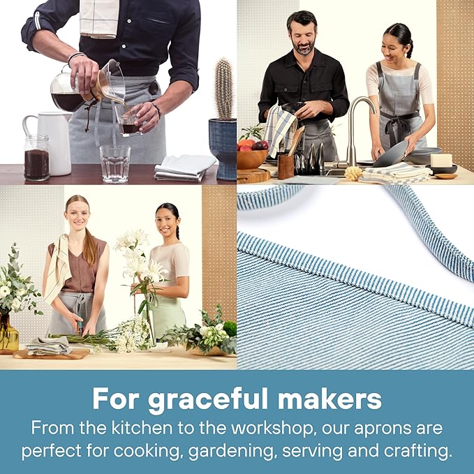 MEEMA Bistro Half Apron for Men & Women | Half Aprons for Women With Pockets | Delantales Para Meseros | Waitress Aprons | Server Apron with Pocket