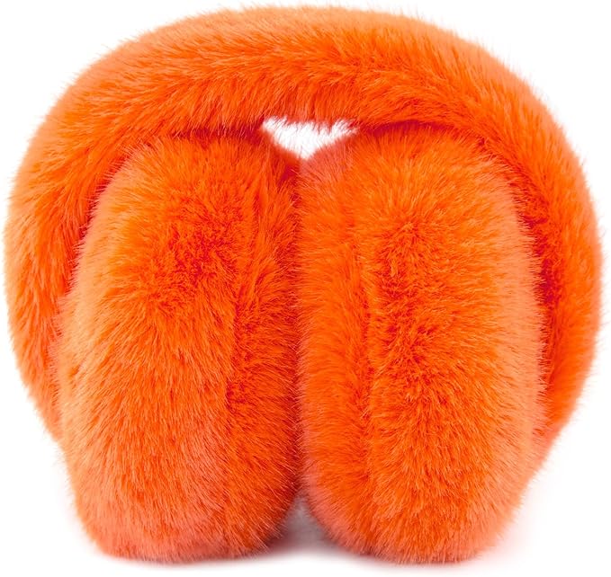 Winter Ear Muffs for Women Girls Faux Fur Cute White Earmuffs Fluffy Ear Warmers Foldable Ear Covers Outdoor