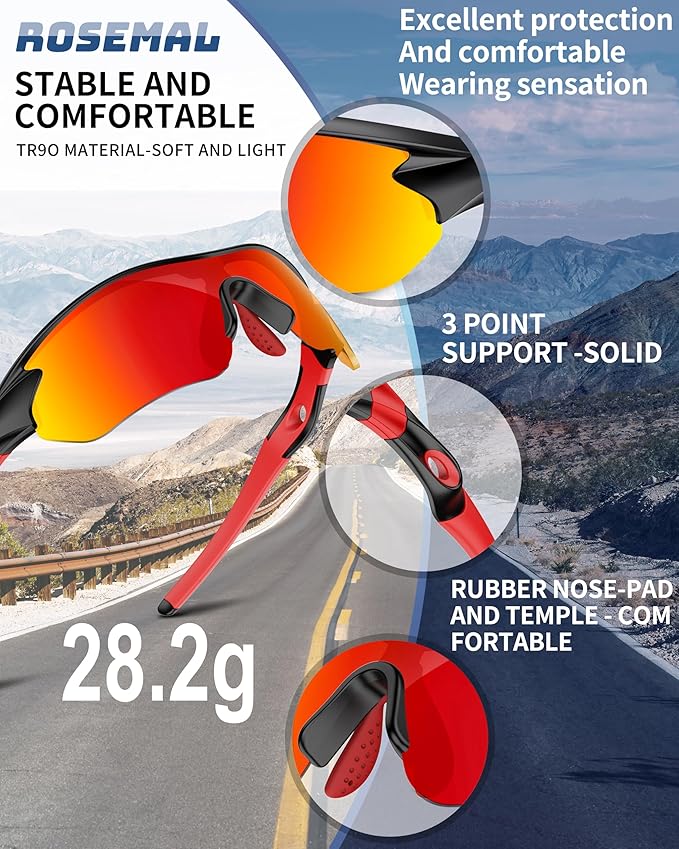 Polarized Sports Sunglasses for Men Women Youth Baseball Running Fishing Tennis Golf Cycling Driving Motor TAC UV400 TR90