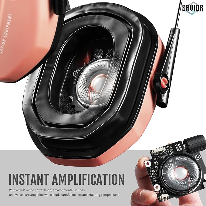 Savior Equipment Apollo Electronic Earmuffs For Shooting w/Gel Ear Pads, 24dB NRR, Noise Cancelling Ear Protection Headset