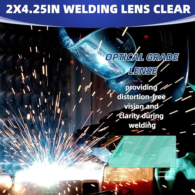 20Pcs of 2" x 4.25" Universal Welding Helmet Hood Replacement Clear Lens Cover 2x4 1/4 optical grade Premium Quality Clear Plastic Cover Lenses
