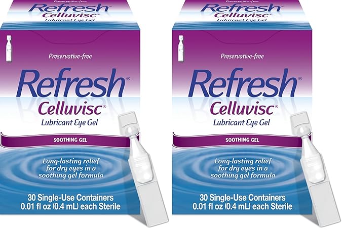 Refresh Celluvisc Lubricant Eye Gel Drops, Single-Use Containers, 30 Count (Pack of 2)