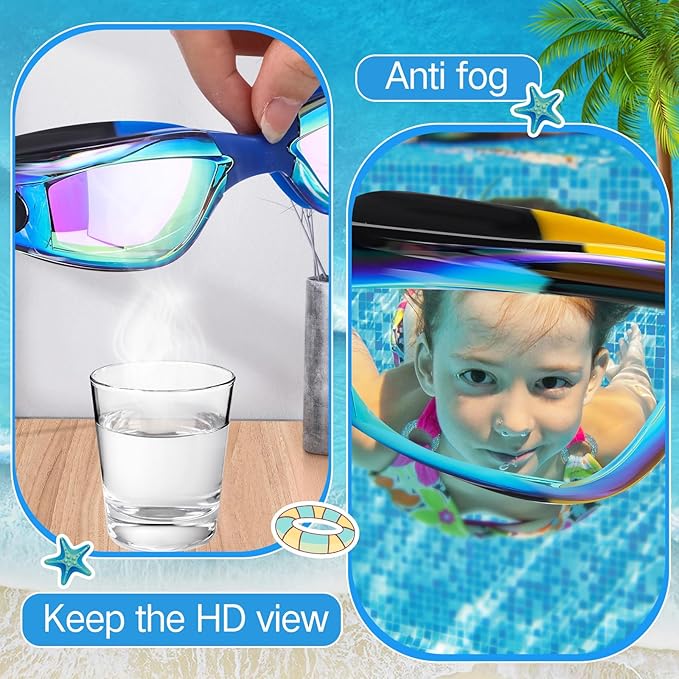 Konohan 8 Pack Kids Goggles Swim Goggles for Adult Kids Swimming Glasses Anti Fog Silicone No Leak Pool Glasses