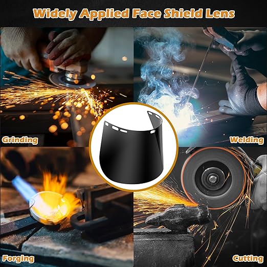 Feekoon 4 Pack Face Shield Replacement Lens, 15.5'' x 8'' Tinted Full Face Shield Compatible with Hobart 770580, Protective Safety Visor Replacement for Welding, Grinding, DIY, Cosplay Helmet