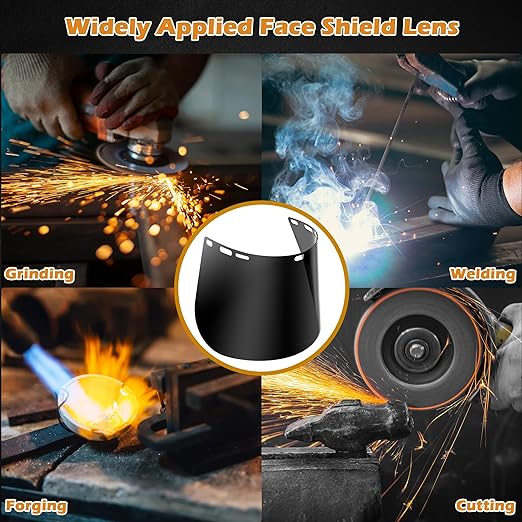 Feekoon 2 Pack Face Shield Replacement Lens, 15.5'' x 8'' Tinted Full Face Shield Compatible with Hobart 770580, Protective Safety Visor Replacement for Welding, Grinding, DIY, Cosplay Helmet