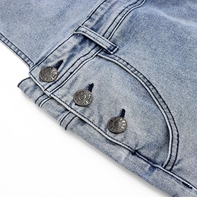 LONGBIDA Men's Denim Bib Overalls Fashion Slim Fit Jumpsuit with Pockets