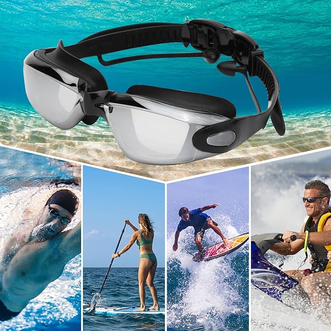 Nearsighted Swim Goggles -2.0D to -8.0D,Anti Fog Shortsighted Swimming Goggles with Clear Lens No Leak UV Protection