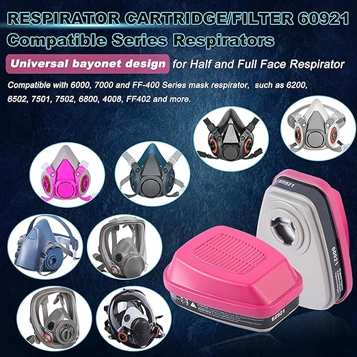 10 Pair Respirator Cartridges & Filters, 60921 Filter Cartridge, Against Organic Vapors, Formaldehyde, Acid Gases, Paint, Respirator Filters for 6200, 6800, 7502, 4008 Series
