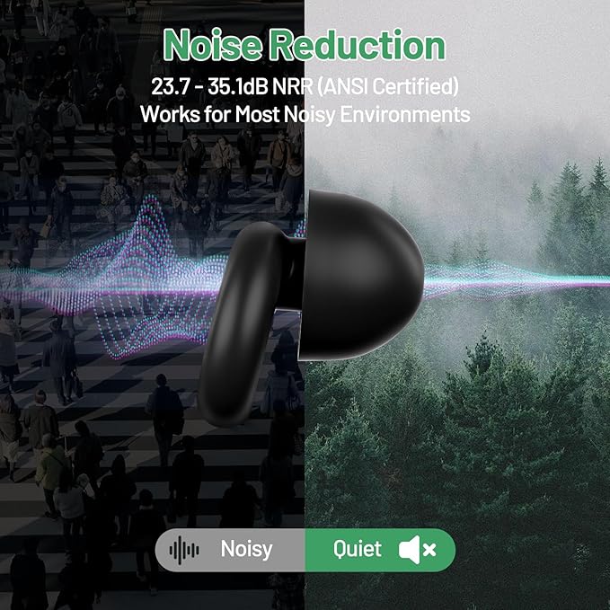 Ultra-Soft Noise Cancelling Ear Plugs, Reusable Silicone for Sleep Concerts Travel Office,33dB (NRR),Ergonomic Integrated Design Fit for Small Ear Canals Noise Sensitivity (Black, 4 Pairs)