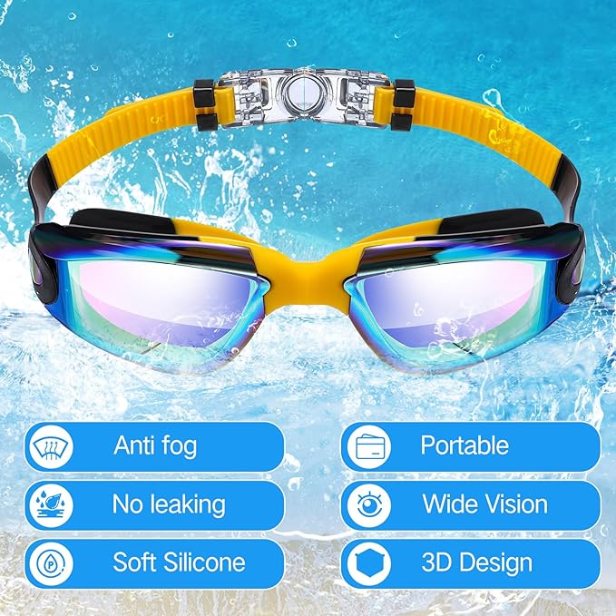 Konohan 8 Pack Kids Goggles Swim Goggles for Adult Kids Swimming Glasses Anti Fog Silicone No Leak Pool Glasses