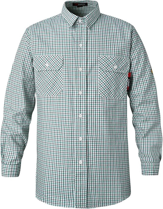 SKSAFETY 7oz FR Shirts for Men, Welding Shirt Hi Vis Flame Resistant 100% Cotton Fire Retardant Longsleeve Shirt CAT2/NFPA