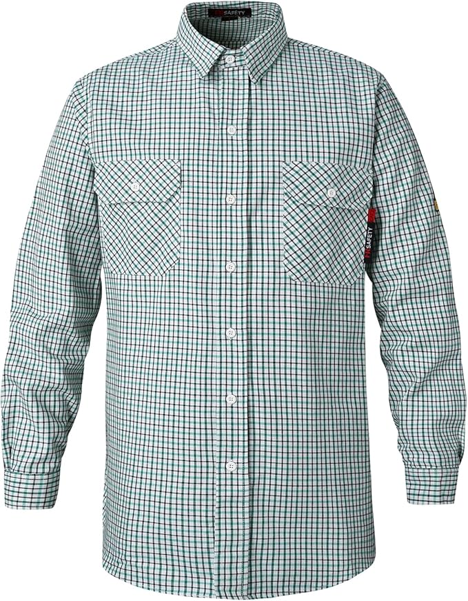 SKSAFETY 7oz FR Shirts for Men, Welding Shirt Hi Vis Flame Resistant 100% Cotton Fire Retardant Longsleeve Shirt CAT2/NFPA