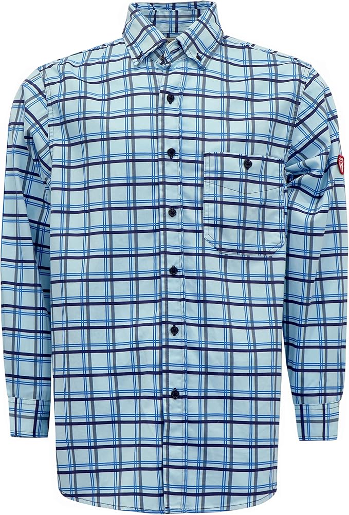 TICOMELA FR Shirt for Men Flame Resistant Shirts 6.5oz Light Weight Plaid Men's Fire Retardant Shirts