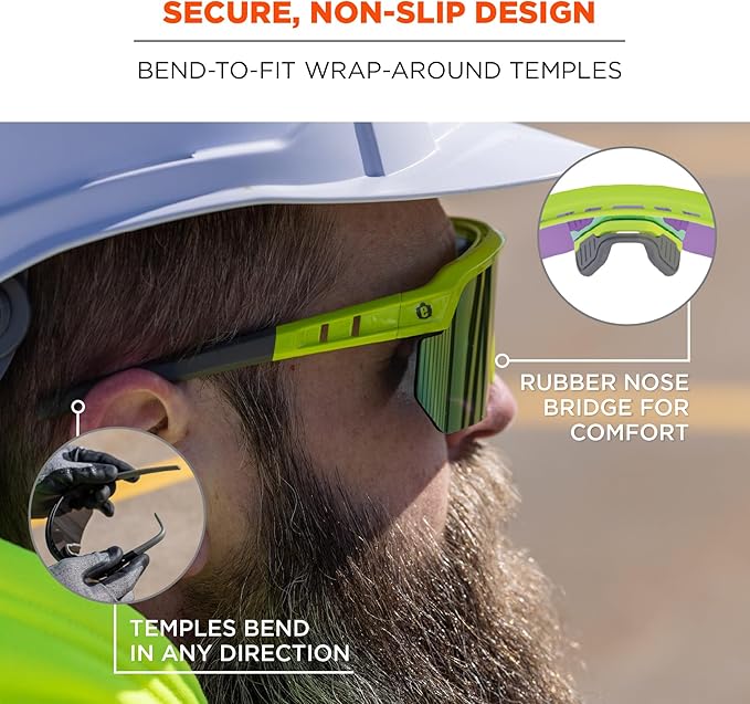 Ergodyne Skullerz AEGIR Polarized Safety Sunglasses with Fog Off+, Anti Fog Safety Glasses, Anti Scratch Mirror Lens