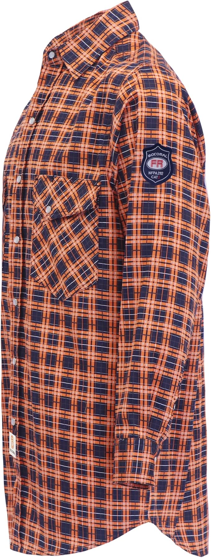 BOCOMAL FR Shirts Flame Resistant NFPA2112/CAT2 6.5oz Light Weight Printed Fire Retardant Plaid Shirt