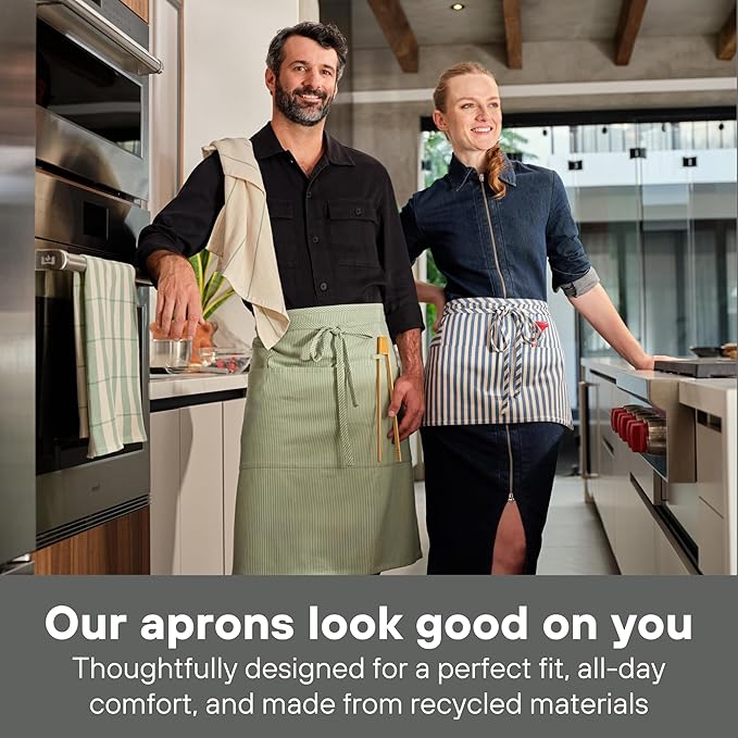 MEEMA Bistro Half Apron for Men & Women | Half Aprons for Women With Pockets | Delantales Para Meseros | Waitress Aprons | Server Apron with Pocket