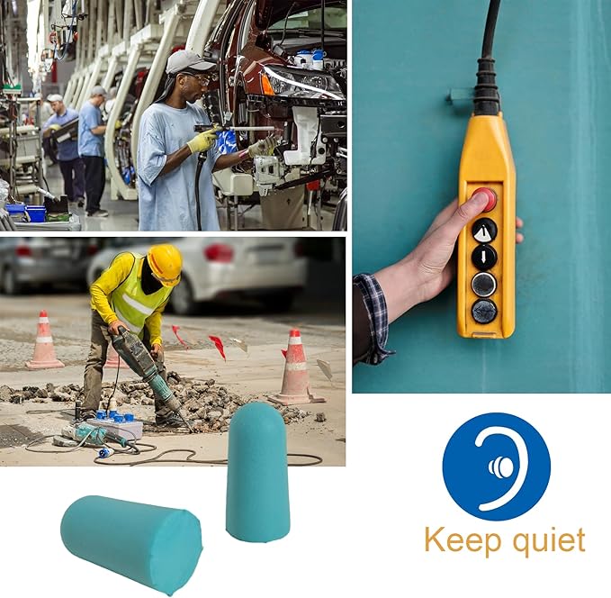 Soft Foam Earplugs 50 Pair,32dB Highest NRR for Noise Reduction,Safety Hearing Protection Ear Plugs for Eliminate The Noise,Contoured for Comfort Slow Rebound,Tapón para el oído (Blue, Normal)