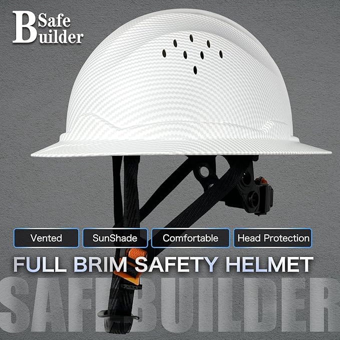 SBD-G1C Construction Full Brim Safety Helmet HDPE Hard Hat Vented Hardhats Sunshade Carbon Fiber Pattern Industrial Work Certified ANSI/ISEA Z89.1