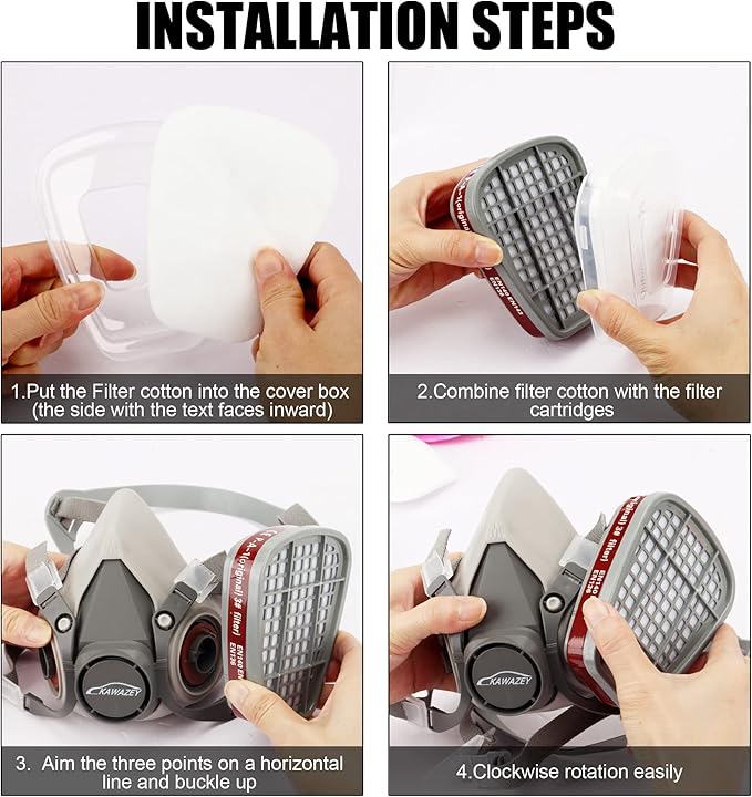Medium Reusable Half Facepiece Respirator with 2091 Filter, 6001 Cartridge, 6200 Replacement Shield for Painting, Sanding, Polishing, Welding, Woodworking - 13 in 1 Set with English Manual