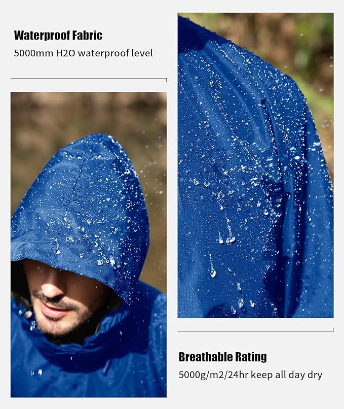 SWISSWELL Mens Women Rain Suit Rain Jacket and Pants Waterproof Lightweight Windbreaker with Detachable Hood for Golf Fishing
