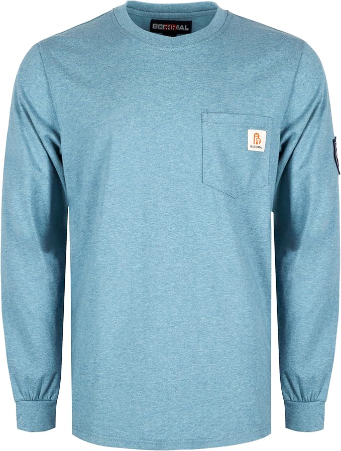 BOCOMAL FR Shirts Lightweight Classic Crew Long Sleeve Fire Resistant Shirt CAT2