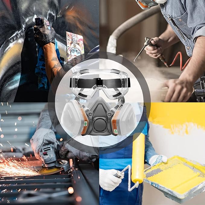 RANKSING Respirator Mask with Filters and Safety Glasses to Against Dust Gases while Painting Spraying