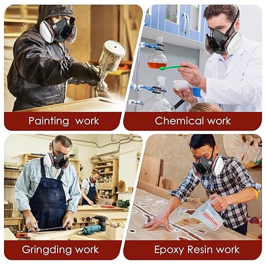 ANUNU Respirator Mask with Filters, Reusable Dust Respirator Mask for Painting, Gases, Dust, Chemical, Organic Vapors, Epoxy Resin, Welding