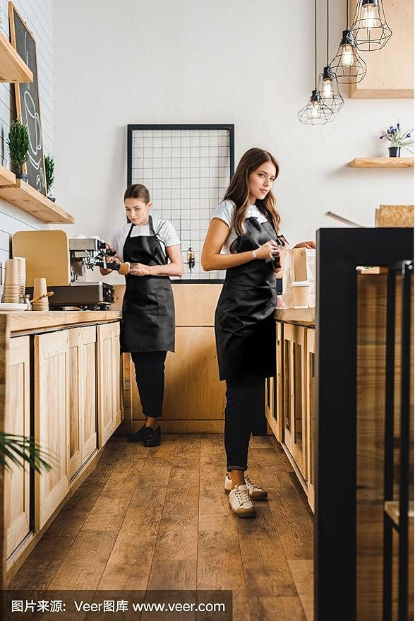 Short Cotton Aprons for Women with 3 Pockets, Chef Apron for Unisex,Waitress Apron for Kitchen Cooking Restaurant BBQ