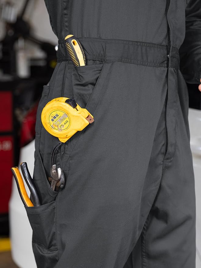 Coveralls for Men Long Sleeve Cotton Blend Work Jumpsuit with Multi Pockets Utility Work Wear