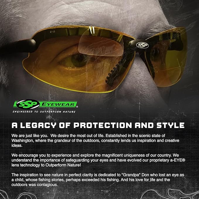 SSP Eyewear Top Focal Ultra Tactical Safety Glasses Kit, 6 HD A-Eye NVR/fog Upper and Bottom Bifocal Lenses, 1.00 Magnifaction