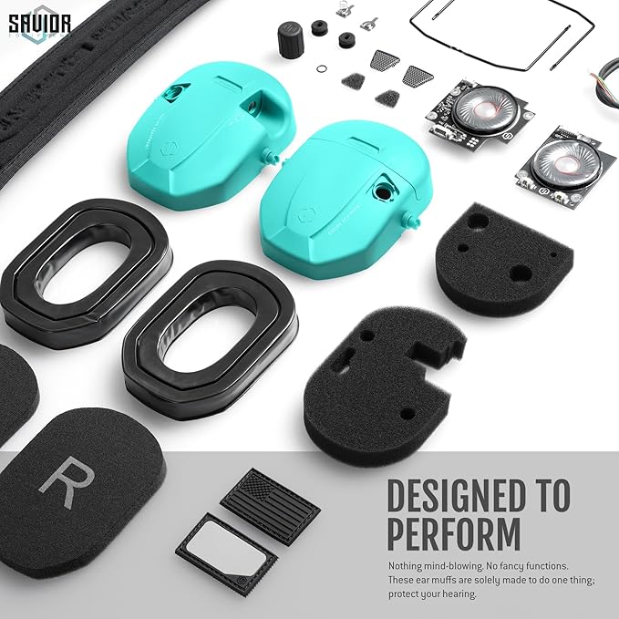Savior Equipment Apollo Electronic Earmuffs For Shooting w/Gel Ear Pads, 24dB NRR, Noise Cancelling Ear Protection Headset