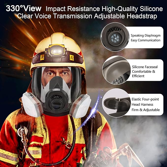 [Full Face Respirаtor] Reusable Respirator Mask with 40mm Activated Carbon Filter for Industrial, Welding, Polishing, Chemical Handling, Painting