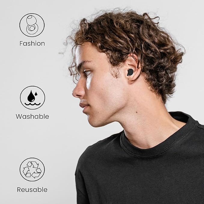 Ear Plugs for Sleeping Noise Reduction, Reuseable High Fidelity Earplugs, Motorcycle Ear Plugs Wind Noise Concerts, Focus, Travel, Work, High Fidelity – 8 Eartips – Flexible Soft-Touch Black