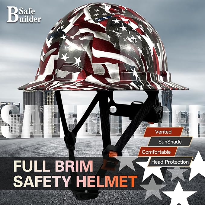 SBD-G1C Construction Full Brim Safety Helmet HDPE Hard Hat Vented Hardhats Sunshade Carbon Fiber Pattern Industrial Work Certified ANSI/ISEA Z89.1