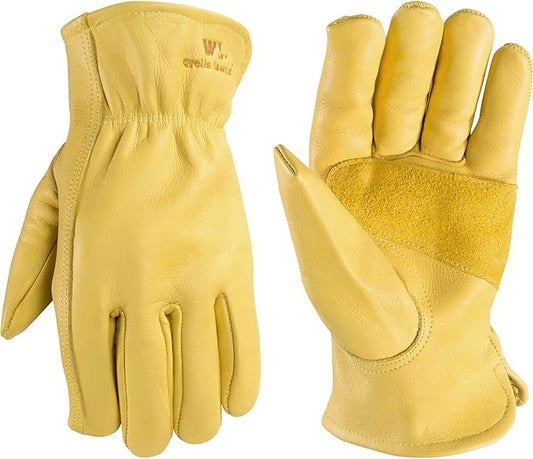 Wells Lamont Leather Work Gloves for Men, Reinforced Cowhide with Palm Patch, Saddletan, XX-Large (1129XX)