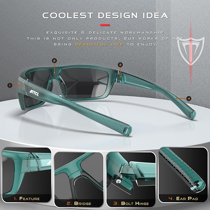 ATTCL Polarized Wrap Fishing Sunglasses Men - Driving Sports Glasses UV Protection