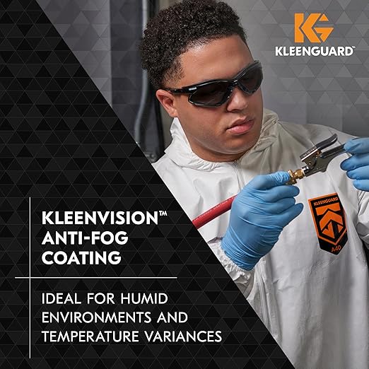 Kleenguard™ V30 Nemesis™ Foam Safety Glasses (65336), Smoke Lenses with KleenVision™ Anti-Fog coating, Black Frame, Unisex Eyewear for Men and Women (12 Pairs/Case)