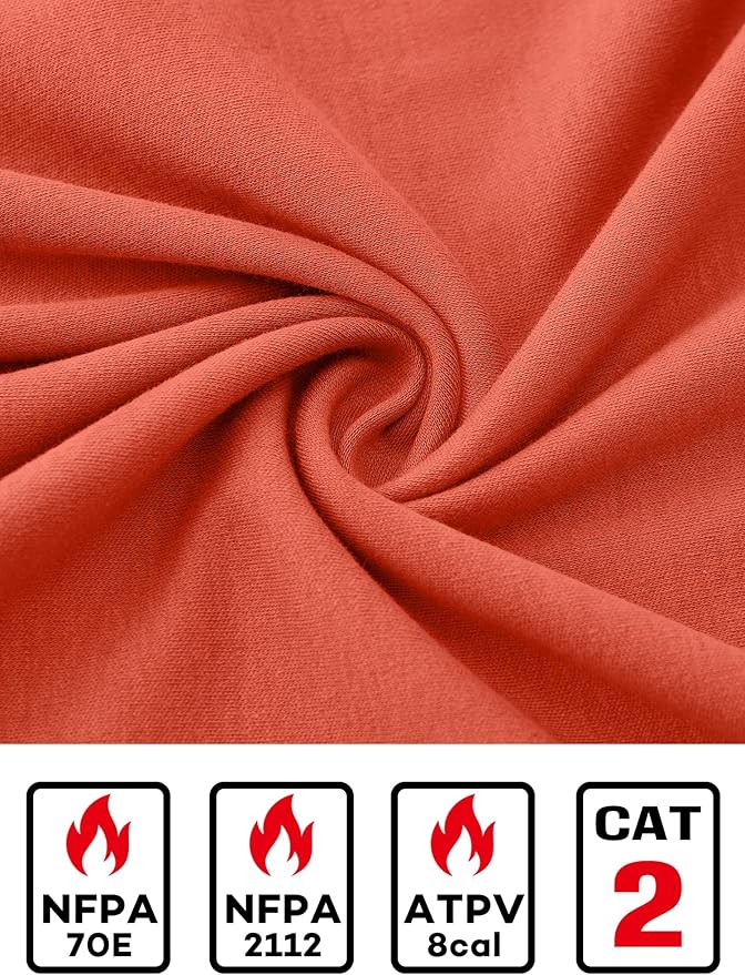FR Shirts for Men NFPA2112 Flame Resistant Shirts 6.0oz Light Weight Long Sleeve Fire Retardant Shirts