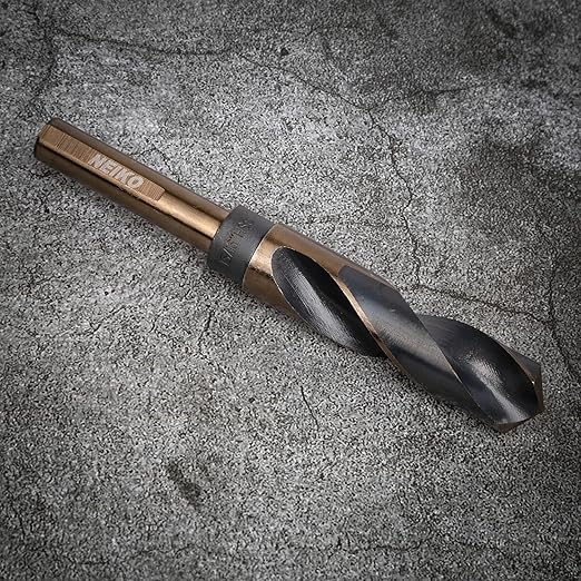 NEIKO 10235B 13/16” Drill Bit for Metal, 1/2” Shank, Silver and Deming, 135° Split Point, High Speed Steel Drilling Bit for Metals, Wood, Plastics, Composite Materials