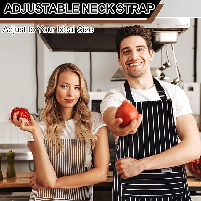 Janmercy 24 Pcs Aprons for Women Men with 2 Pockets Linen Cooking Kitchen Apron Adjustable Bib Chef Apron Bulk Aprons Unisex