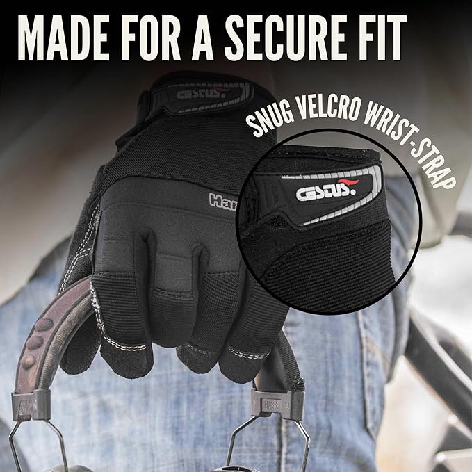 Cestus HandMax Series, Heavy Duty Work Gloves Men, High Abrasion Resistance for Construction, Roofing, HVAC, Framing