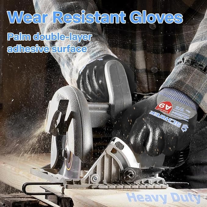 Schwer ProGuard-X ANSI A9 Highest Level Cut/Abrasion/Puncture Resistant Gloves for Heavy Duty Work, 3/4 Double Nitrile Coating for Ultra Durable, Water and Oil Proof, Anti Slip, Non-PFAS, 2L