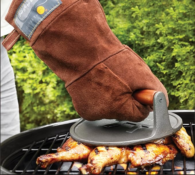 Outset Grill Mitt, Brown Leather BBQ and Oven Glove