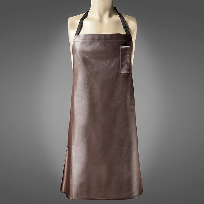 New Star Foodservice Vinyl Bib Apron with Leatherette Finish, Set of 2