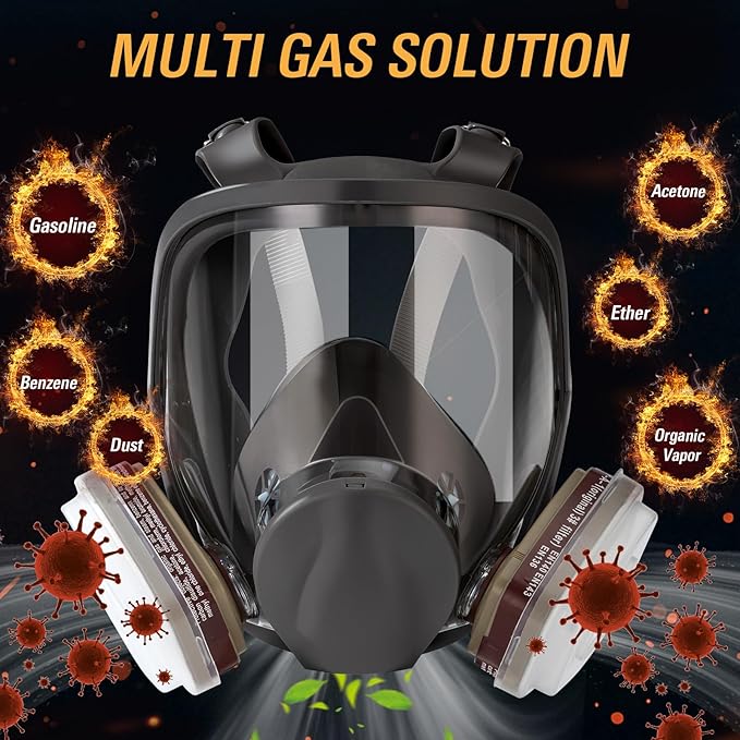 Full Face Gas Mask - Includes 6001 Activated Carbon Filter vs 2097 Filters (Complete Set)
