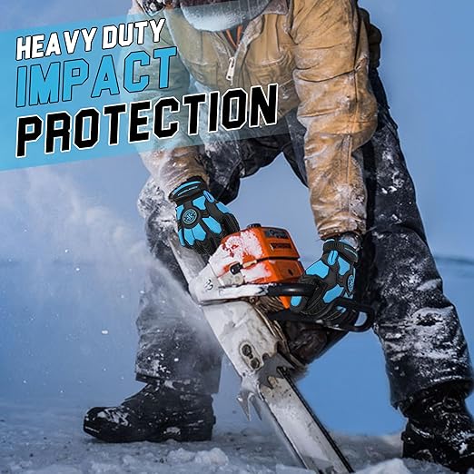 HANDLANDY Winter Impact Resistant Work Gloves for Men, Padded Palm Grip Heavy Duty Working Glove (X-Large, Blue)