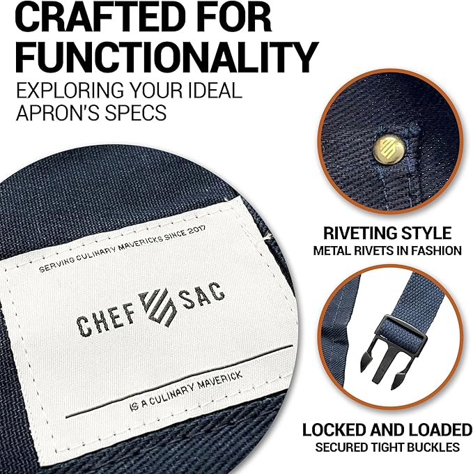 Chef Sac Chef Apron | Cotton Canvas Kitchen Apron | Aprons for Men | Aprons for Women with Pockets | Professional Chef Aprons