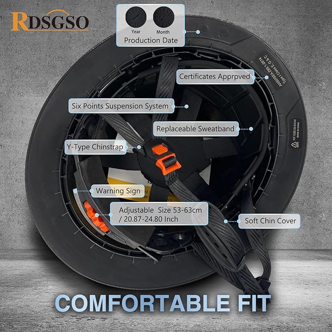Full Brim Hard Hats ANSI/ISEA Z89.1 Type I Class E Certified 6-Point Suspension Lightweight Vented Adjustable Safety Helmet for Construction Industrial
