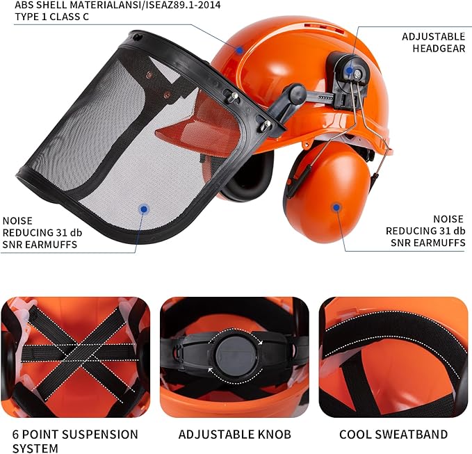 SRSAFETY Full Brim Hard Hat Carbon Fiber Design 6 Point Adjustable Ratchet Suspension OSHA Approved ABS Work Helmet for Men&Women ANSI Z89.1 Type I Class C